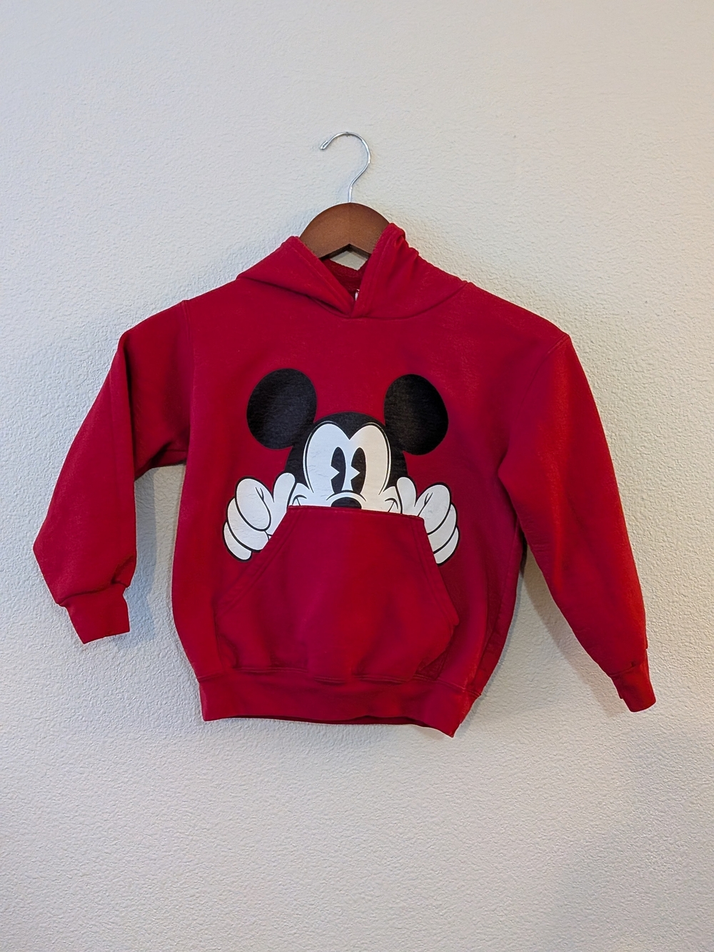 Disney World Kids' Red Mickey Mouse Pullover Hoodie Size S